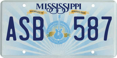 MS license plate ASB587