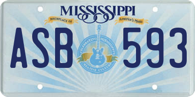 MS license plate ASB593