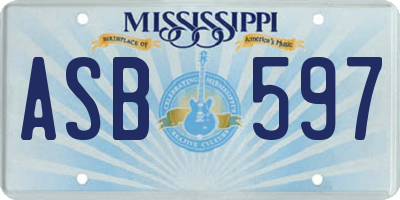 MS license plate ASB597