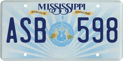 MS license plate ASB598
