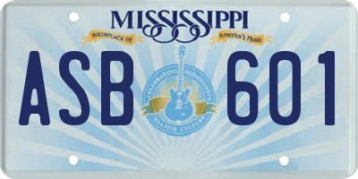 MS license plate ASB601
