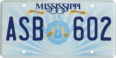 MS license plate ASB602