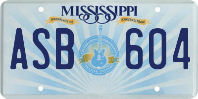 MS license plate ASB604