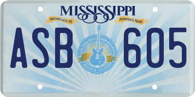 MS license plate ASB605