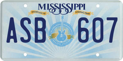 MS license plate ASB607