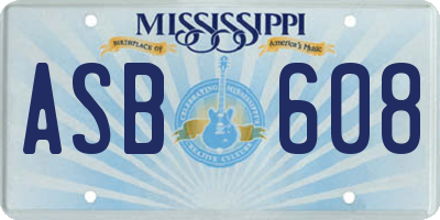 MS license plate ASB608