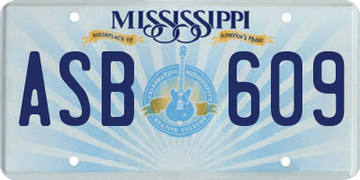 MS license plate ASB609
