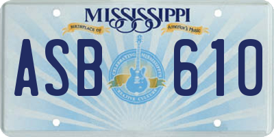 MS license plate ASB610