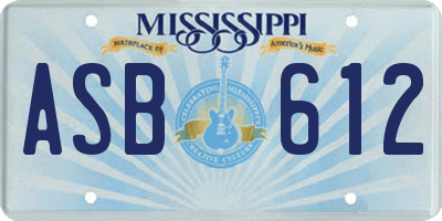 MS license plate ASB612