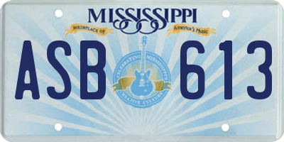 MS license plate ASB613