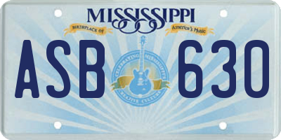 MS license plate ASB630