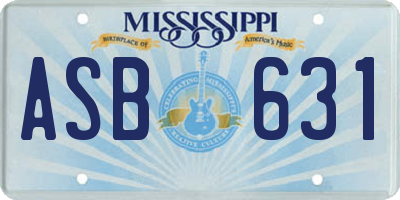MS license plate ASB631