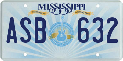 MS license plate ASB632