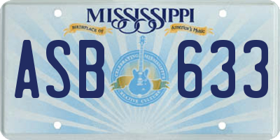 MS license plate ASB633