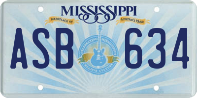 MS license plate ASB634