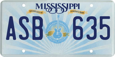 MS license plate ASB635