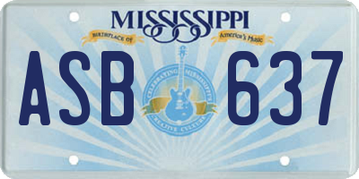 MS license plate ASB637