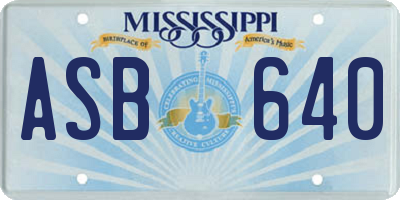 MS license plate ASB640