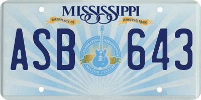 MS license plate ASB643