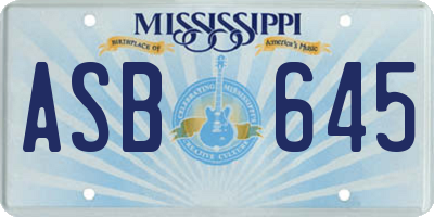 MS license plate ASB645