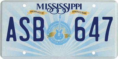MS license plate ASB647
