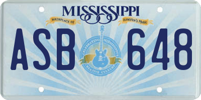MS license plate ASB648