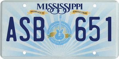 MS license plate ASB651