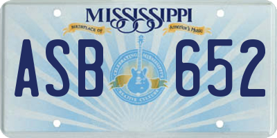 MS license plate ASB652