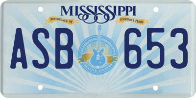 MS license plate ASB653
