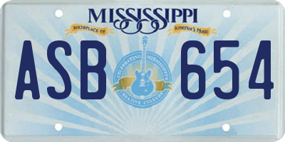 MS license plate ASB654