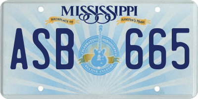MS license plate ASB665