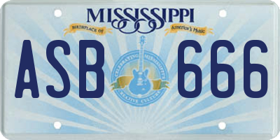 MS license plate ASB666