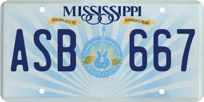 MS license plate ASB667