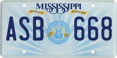 MS license plate ASB668