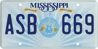 MS license plate ASB669