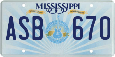 MS license plate ASB670