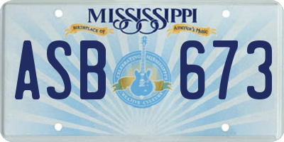 MS license plate ASB673