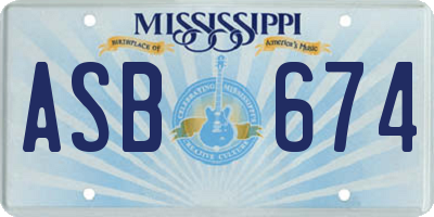 MS license plate ASB674