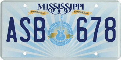 MS license plate ASB678