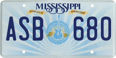 MS license plate ASB680