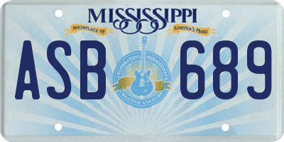 MS license plate ASB689