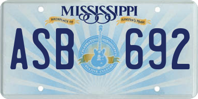 MS license plate ASB692