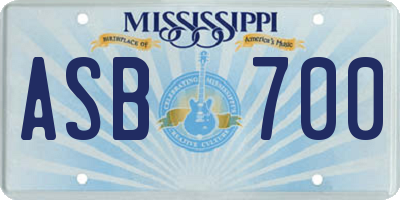 MS license plate ASB700