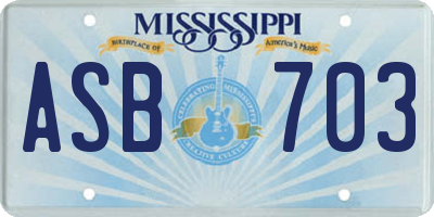 MS license plate ASB703