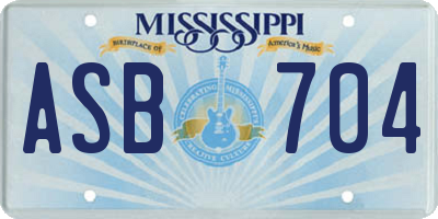 MS license plate ASB704