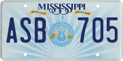 MS license plate ASB705