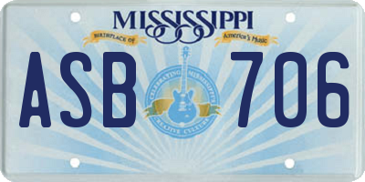 MS license plate ASB706