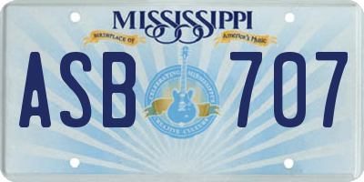 MS license plate ASB707