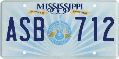 MS license plate ASB712