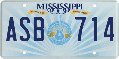 MS license plate ASB714